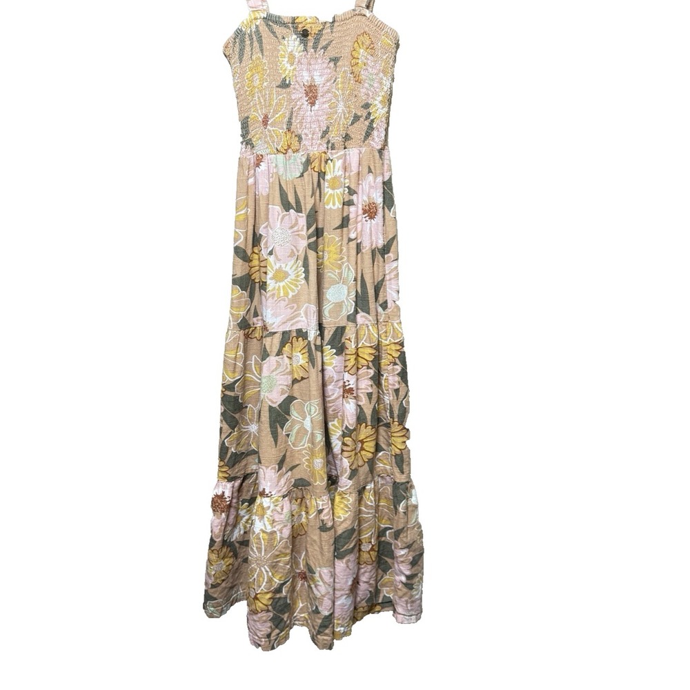 Roxy floral smocked midi Dress Strapy boho sundress pink peach woman Size XS - Picture 2 of 14